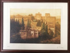 An etching of Al-Hambra, Granada; signed and dated 2006, numbered 10/150, 31x43cm