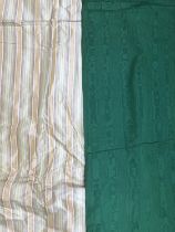 A striped curtain, lined and interlined, 257cm drop, 170cm ungathered width; together with a green