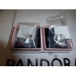 1 x pair of Pandora sparkling hoop earrings and 1 x pair of Pandora red heart stud earrings - new in