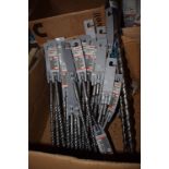 A selection of Bosch flexible metal and wood drills comprising 10 x size 18mm, 10 x size 14mm, 45