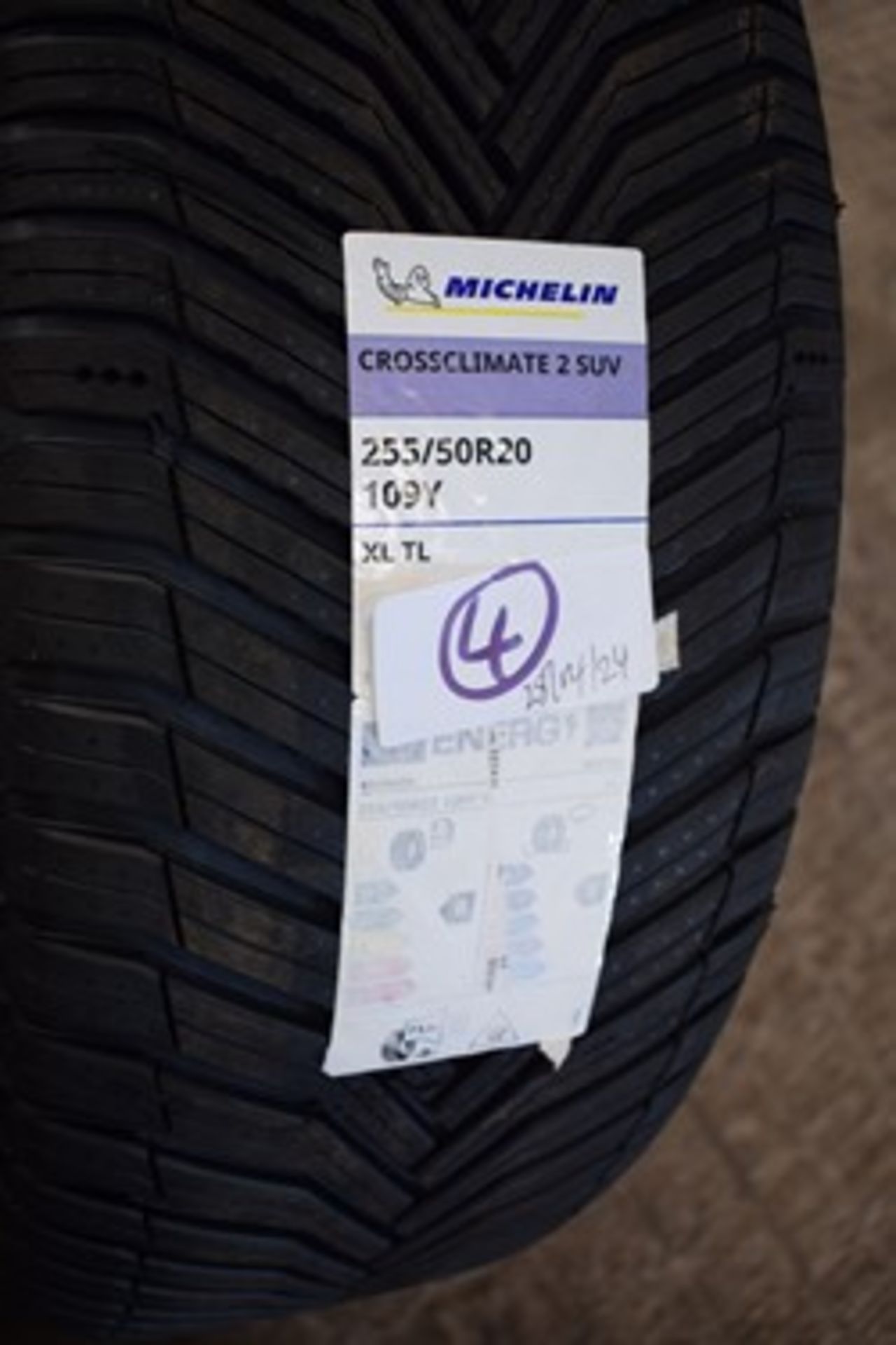 1 x pair of Michelin Cross Climate 2 SUV tyres, size 255/50R20 109Y XLTL - new with labels (cage