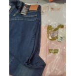 3 x items of Levi clothing, comprising 1 x pair Levi 726 flare jeans, size 30 x 30, 1 x Pointelle