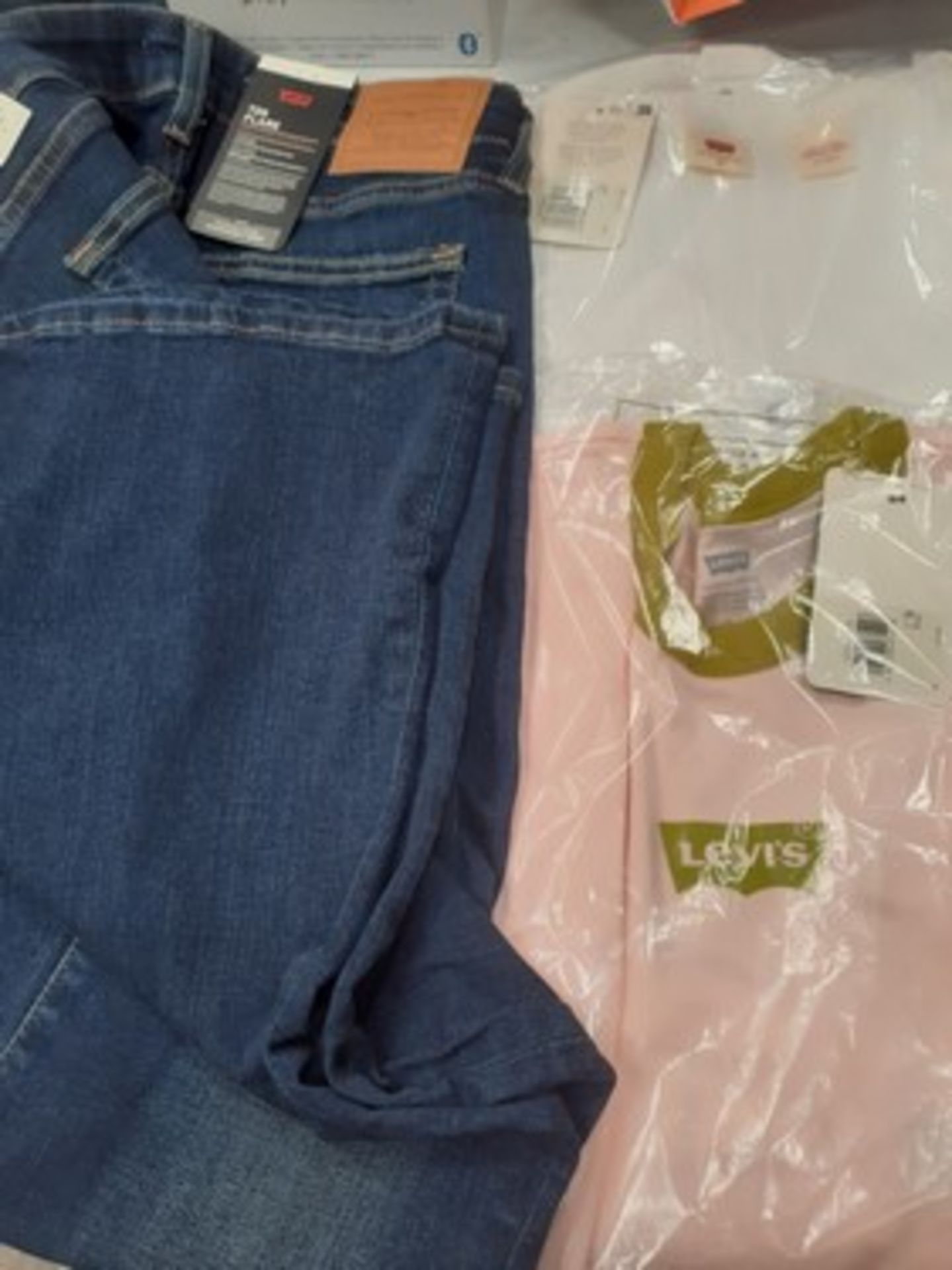 3 x items of Levi clothing, comprising 1 x pair Levi 726 flare jeans, size 30 x 30, 1 x Pointelle
