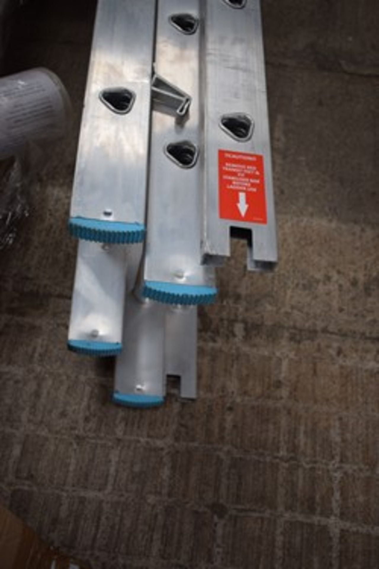 1 x TB Davies 2.5-5.0m Taskmaster tripe extension ladder, SKU:- 1102-037, missing 3 caps and some - Image 2 of 3