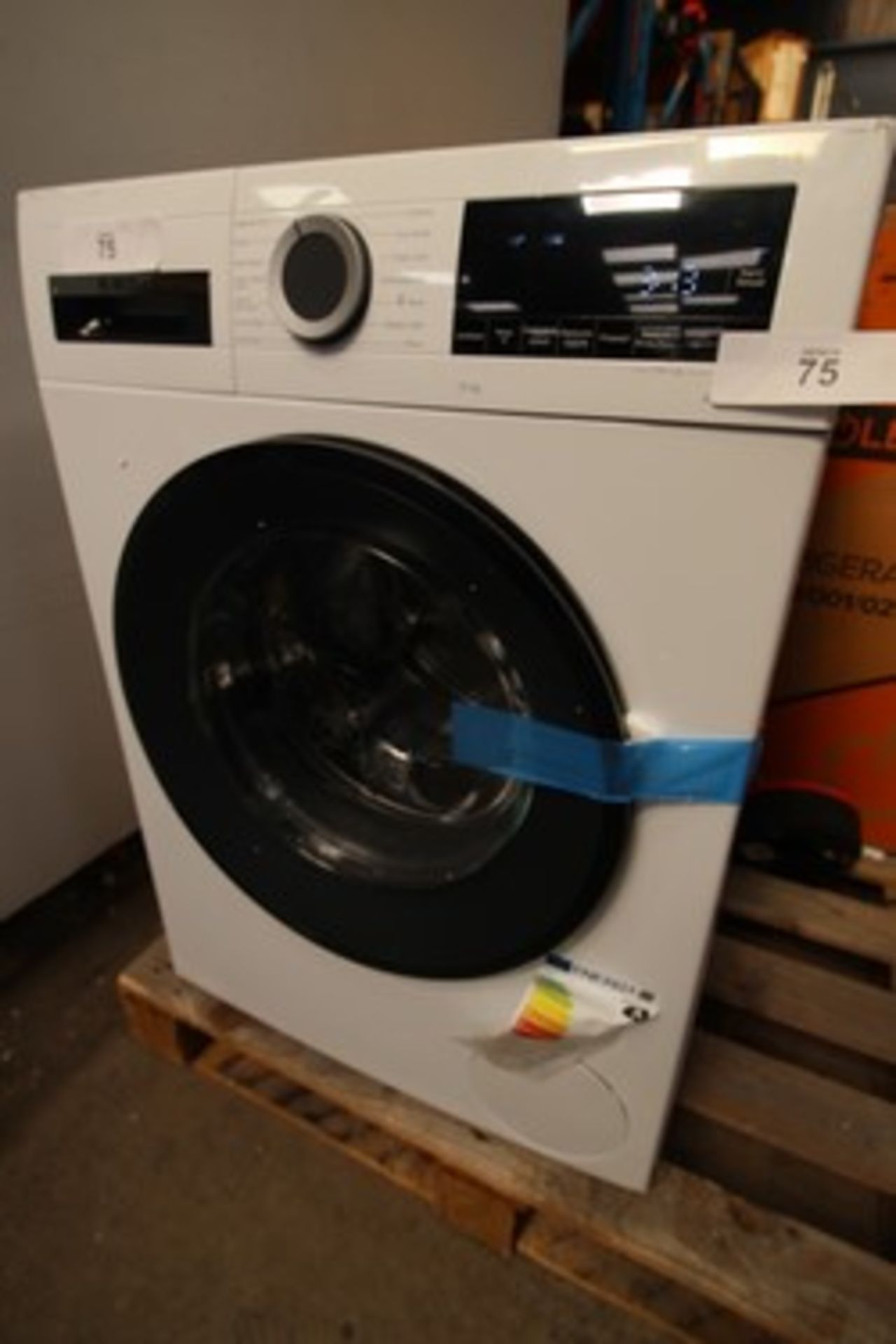 1 x Bosch 10kg washing machine, model No: WGG25402GB, large dent on right panel, powers on ok, not