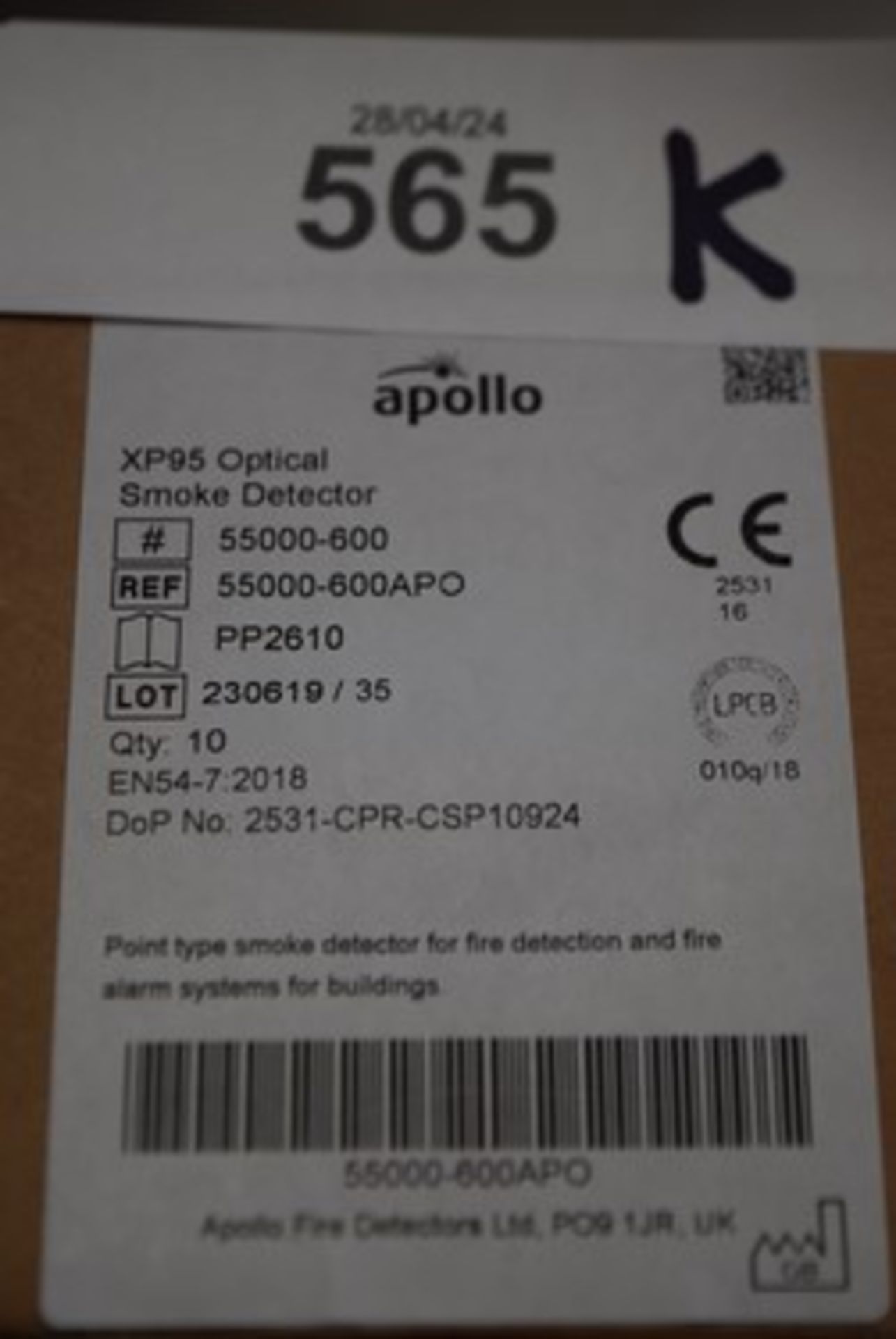 20 x Apollo optical smoke detectors, item No: XP95 - new in box (GS30A) - Image 2 of 2