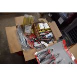 4 x boxes of assorted manual tools, 1) 9 cup brushes, 2) 2 handle tools, 3) assorted ring spanners
