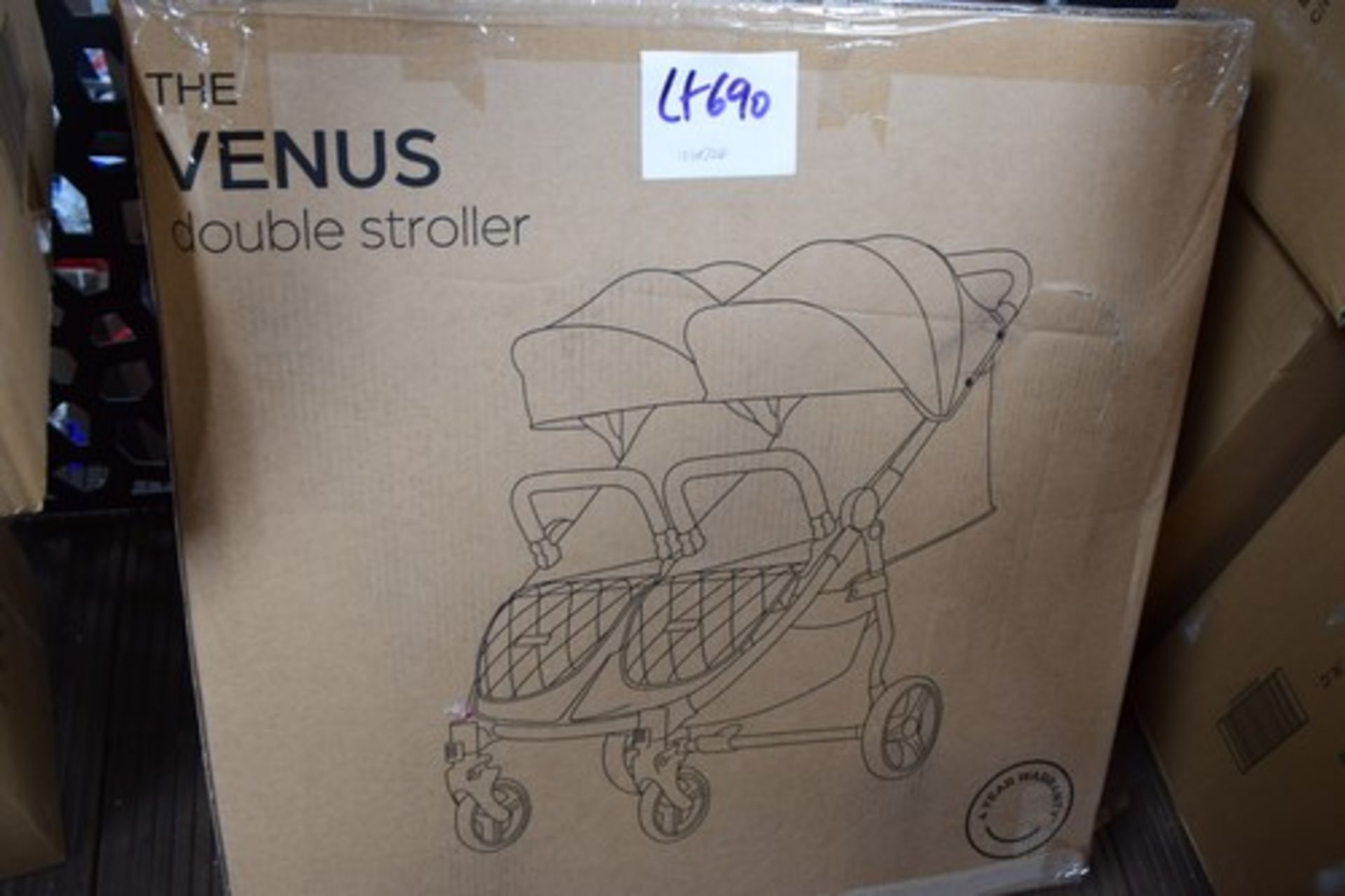 1 x Ickle Bubba Venus Max double black and tan stroller, EAN 50607779524527 - New in box (FS)