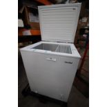 1 x Comfee chest freezer, Model 483RCC143WH, split inside edge of door, dented to front corner and