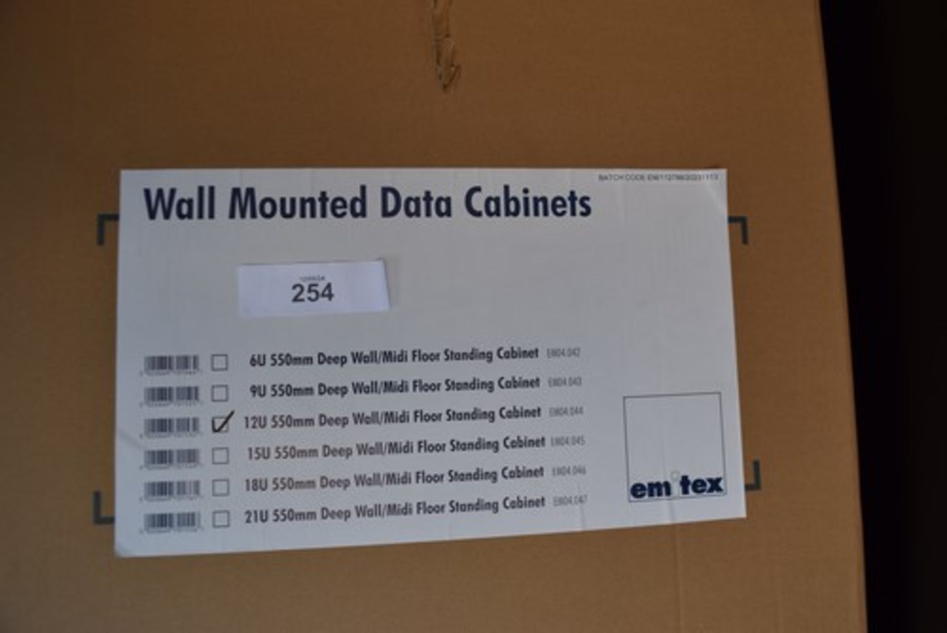 1 x Emitex wall mounted data cabinet, part No: EM04.044 - new in box (TS)