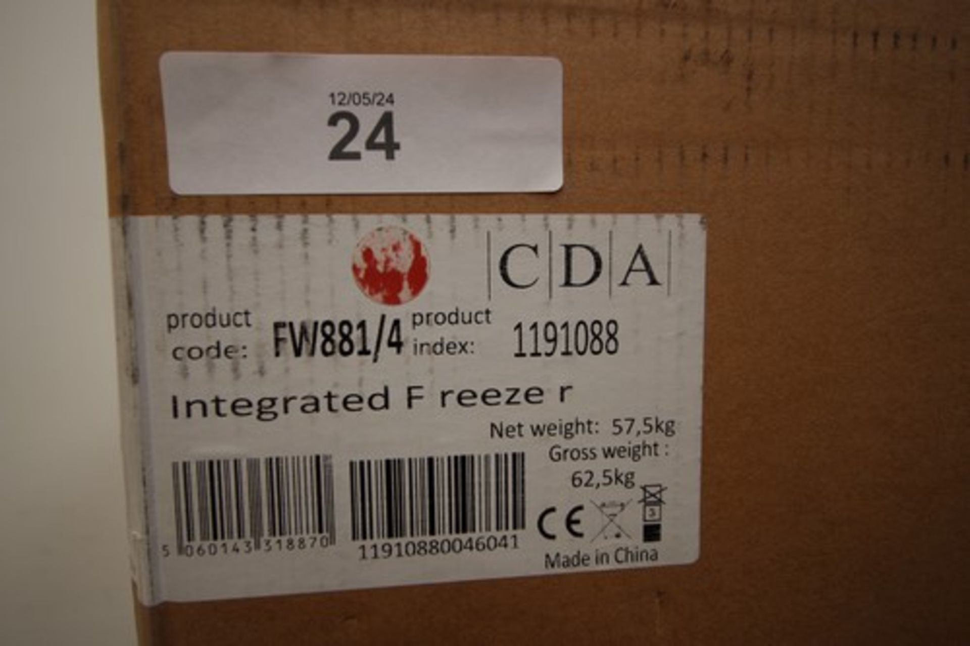 1 x CDA integrated freezer, model No: FW881/4, dented front top panel, dented rear left corner, - Image 6 of 6