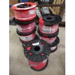 8 x reels of fire cable, comprising 6 x 100m reels of NoBurn standard 2 core, 1.5mm, 1 x 200m reel