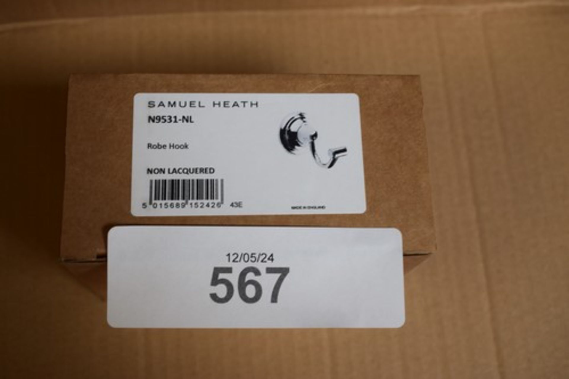 1 x Samuel Heath non lacquered robe hook, Model N9531-NL, EAN 5015689152426 - New in box (G6)