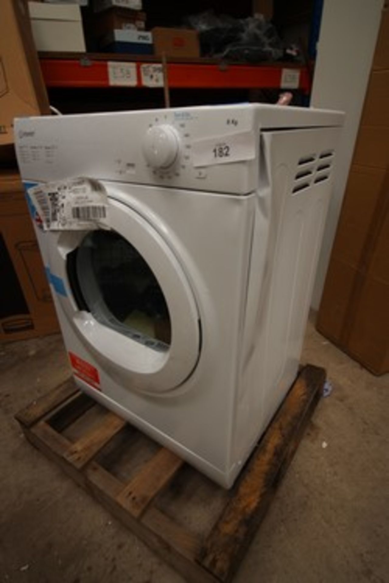 1 x Indesit 8kg tumble dryer, Model 1632130, dented right hand side panel - New (eBay 7)
