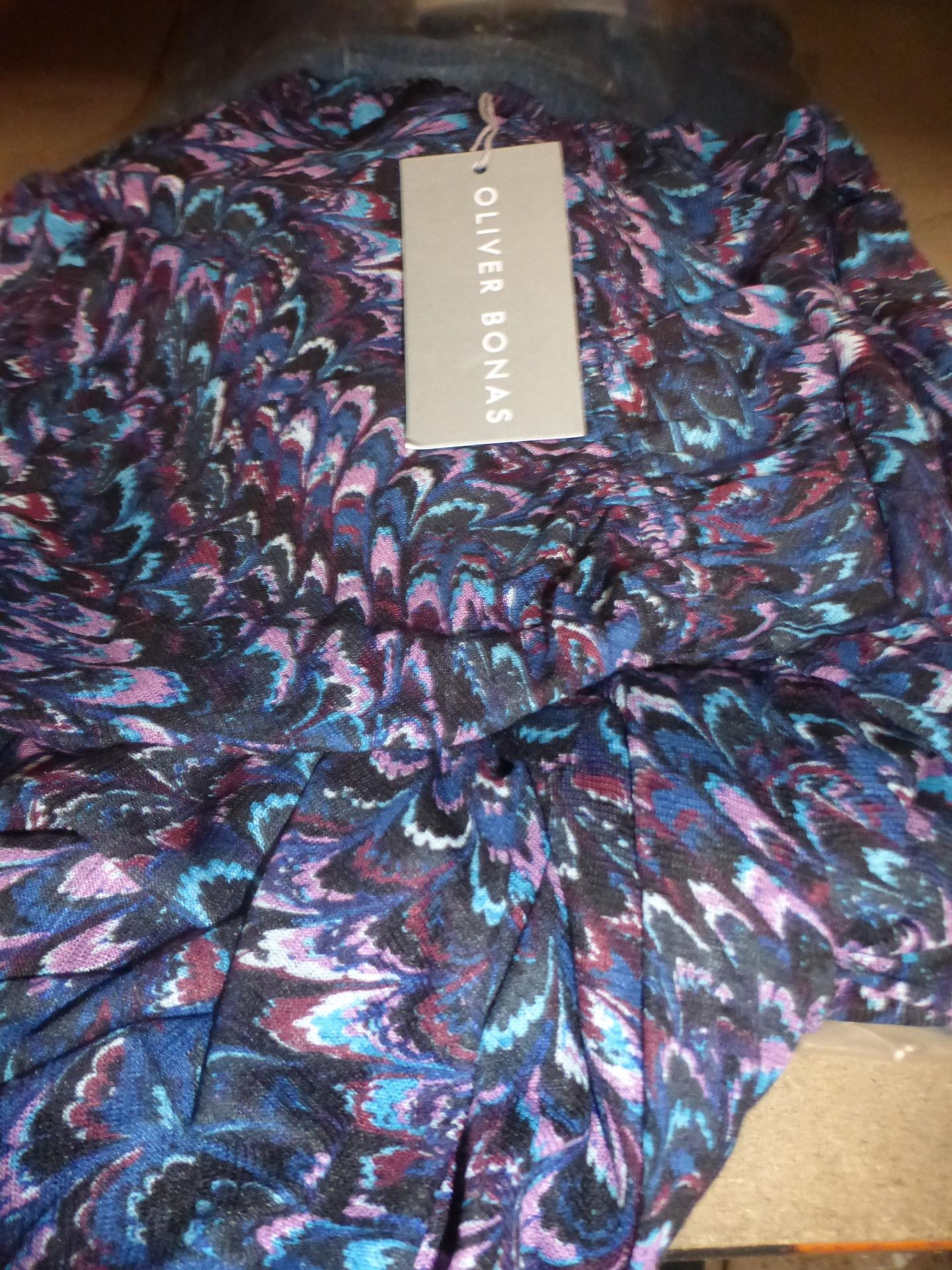 1 x pair of Mint Velvet, mid rise jeans, size 12 and 2 x Oliver Bonus feather print mesh midi dress, - Image 2 of 2