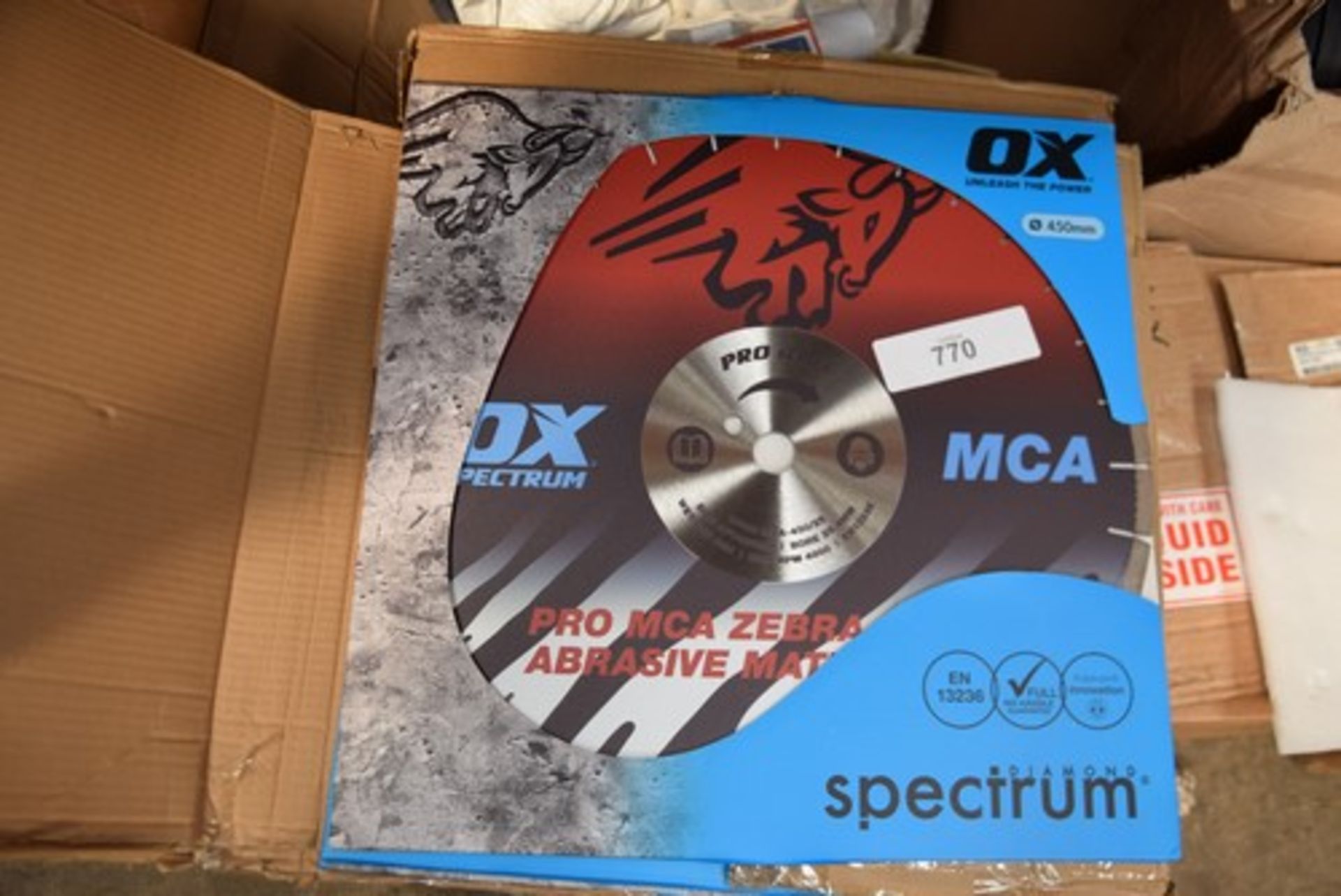 4 x Ox Spectrum Pro MCA Zebra 450mm circular cutting discs for concrete rod tiles, sandstone,