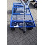 1 x blue mesh bed 4 wheeled market trolley, 60mm(w) x 122mm(L) max - new (SW)