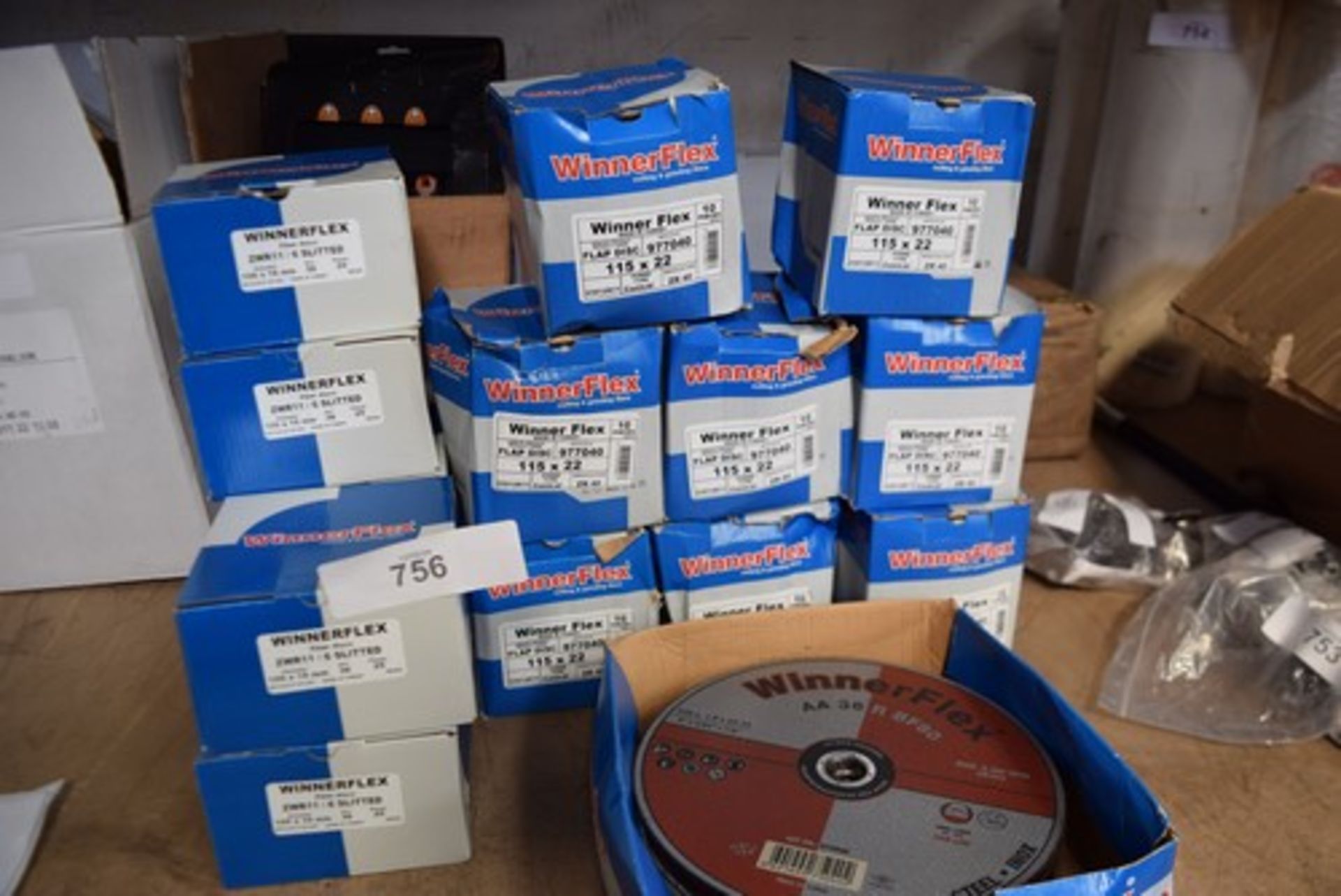 WinnerFlex abrasives, comprising 6 x boxes of fibre discs ZWR11/6S (boxes a little tatty), 100 x