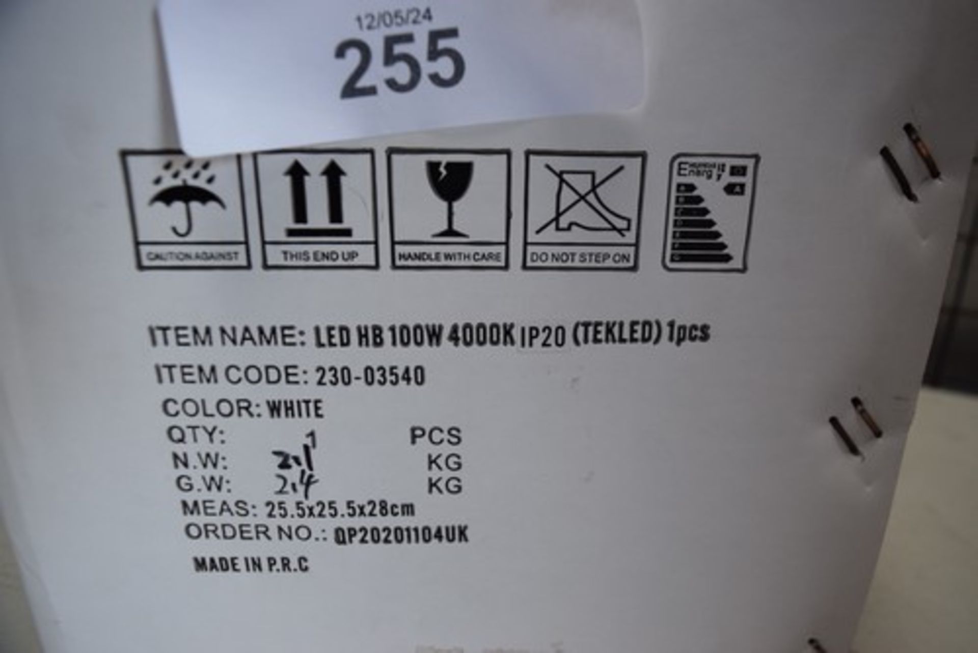 8 x Tekled high bay LED lights, 100w cool white, 4000k, IP20 - new in box (TS) - Image 3 of 3