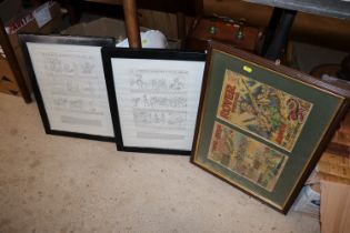 Three framed and glazed cartoon / comic prints