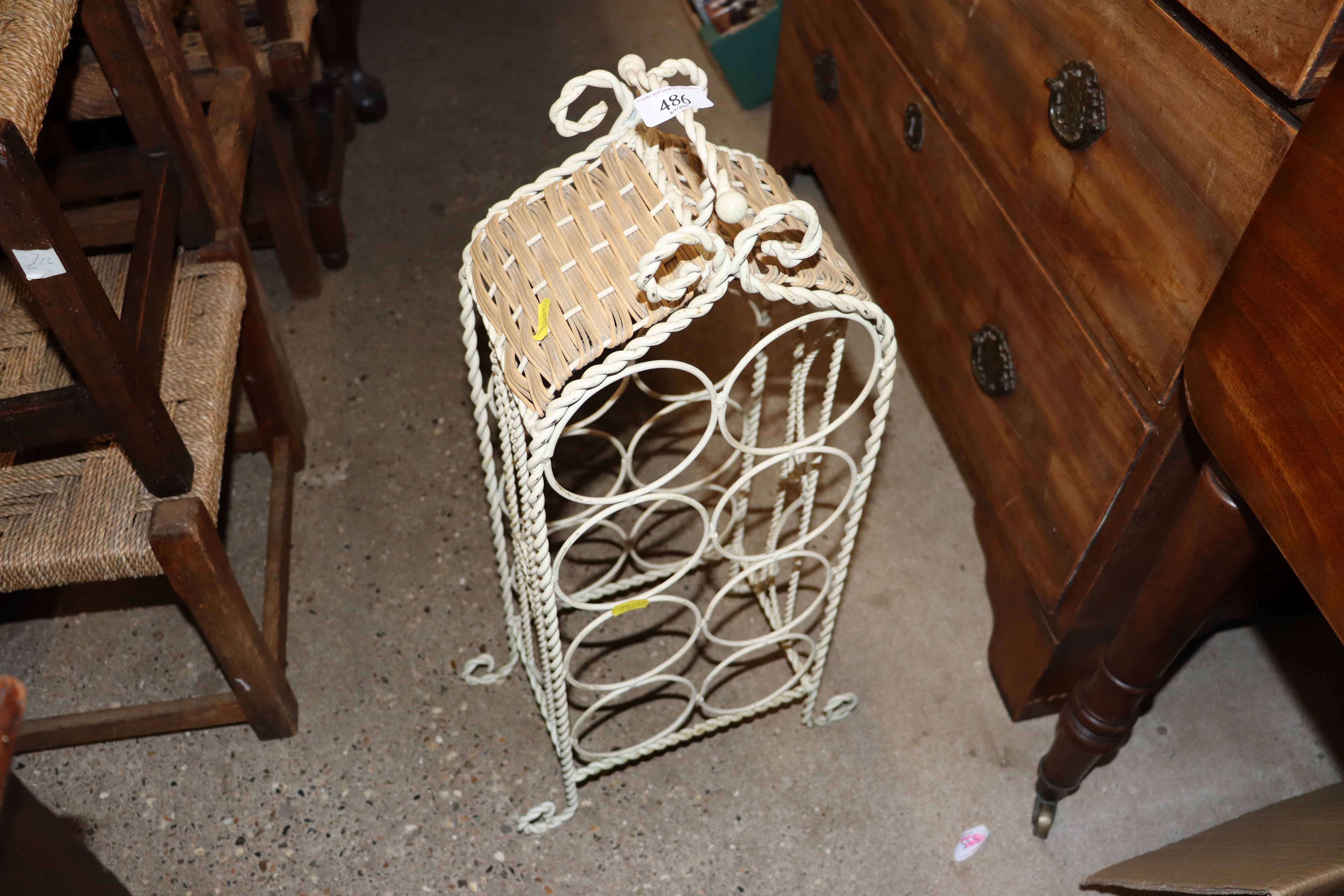 A metal wine rack