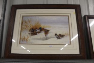 After Archibald Thorburn, limited edition print depicting Mallard and Teal contained in faux maple