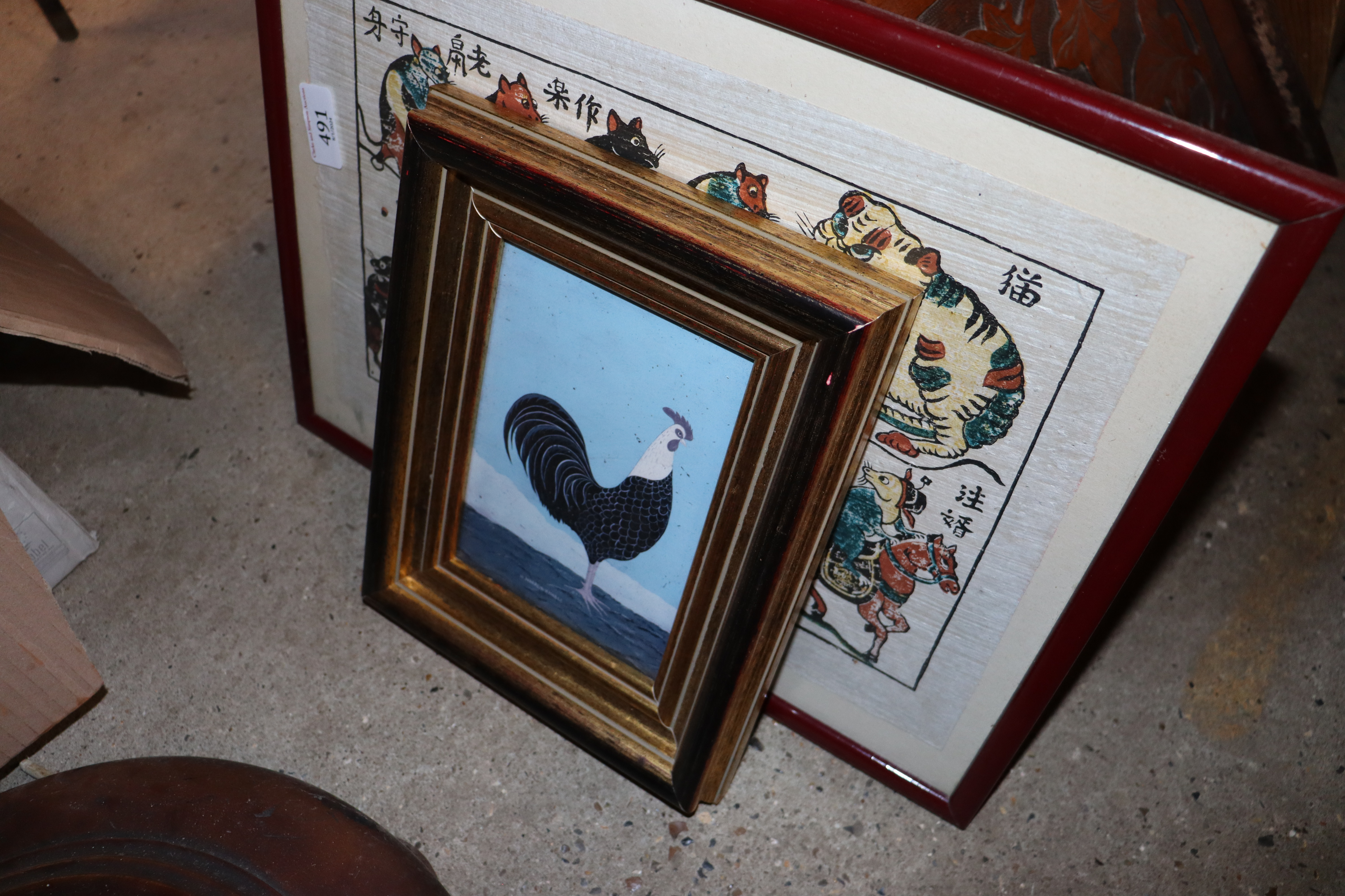 A framed coloured print of a cockerel by Warren Ki - Bild 2 aus 3
