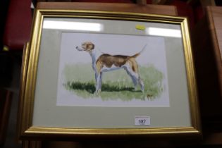 John Ryan, framed and glazed watercolour "Fox Houn