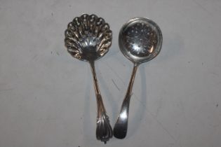 Two silver sifter spoons, Hallmarked Birmingham 19