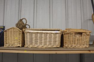 A quantity of various wicker baskets