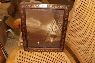 A good quality wooden frame inlaid with brass leav
