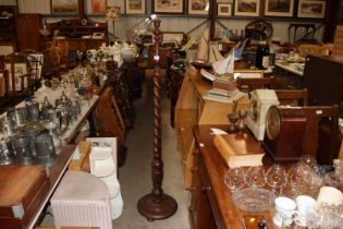 A 19th Century mahogany barley twist standard lamp