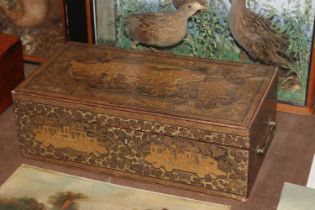 A 19th Century lacquered japanned writing box with