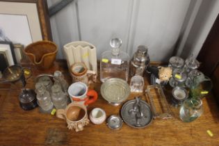 A quantity of various silver plated ware; a decant