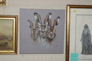 John Ryan, acrylic study "Three Hares"