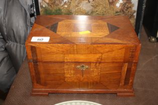 A parquetry decorated trinket box