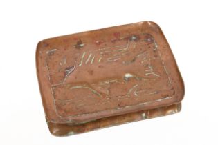 A Newlyn style rectangular copper dish with stylis