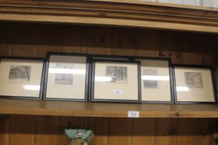 Six pencil signed framed and glazed engravings