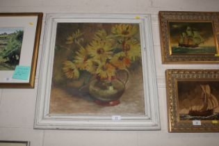 20th Century school, oil on canvas depicting flowe