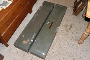 Two large wooden military transit crates