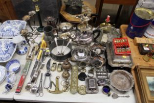 A quantity of various silver plated and metal ware