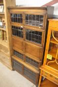 An oak and leaded glazed Minty bookcase of five se