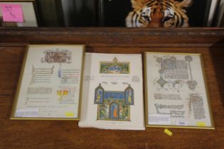 A quantity of various prints depicting scripts of