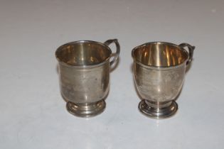 Two engraved silver Christening cups, approx. total weight 175gms