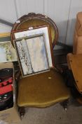 A Victorian upholstered spoon back nursing chair