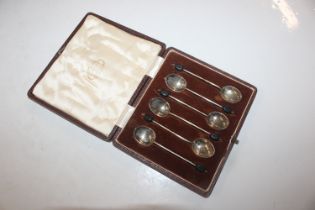 A cased set of six silver coffee spoons