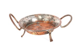 A copper and tinned tourtiere or kitchen pan, rais