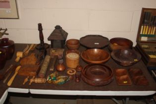 A collection of various treen items including vari