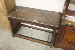 An antique oak and elm joint stool