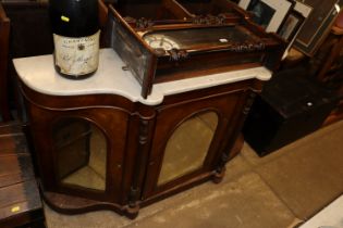 A Victorian walnut credenza, surmounted by a white